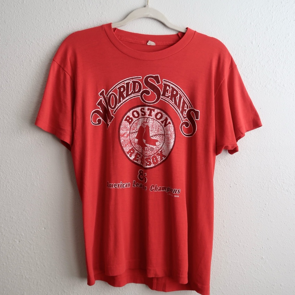 Single Stitch 50/50 Blend Boston Red Sox 1986 World Series T-Shirt